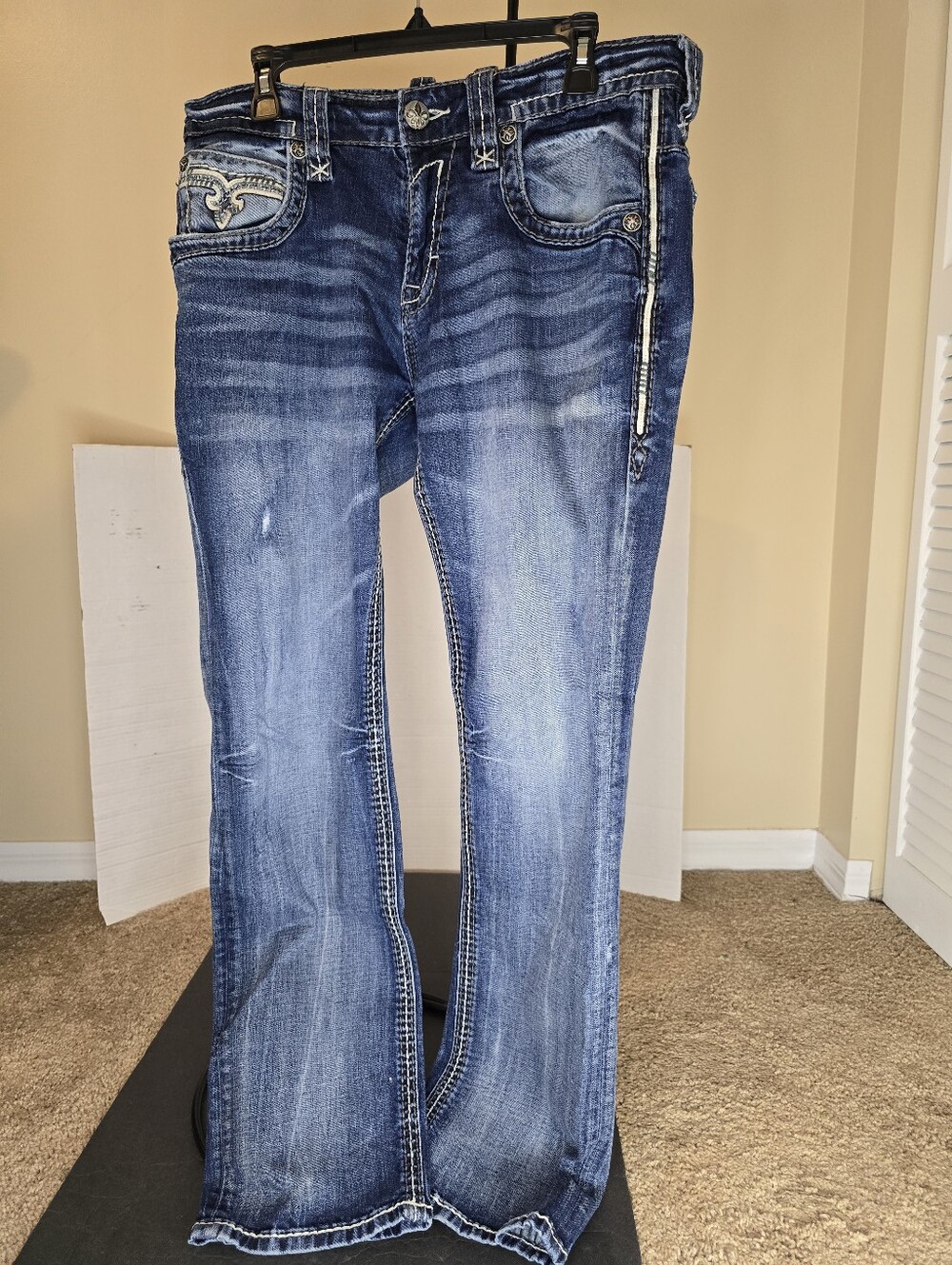 Rock Revival Jeans 33x30 Igor boot Cotton Denim distressed Fleur De Lis